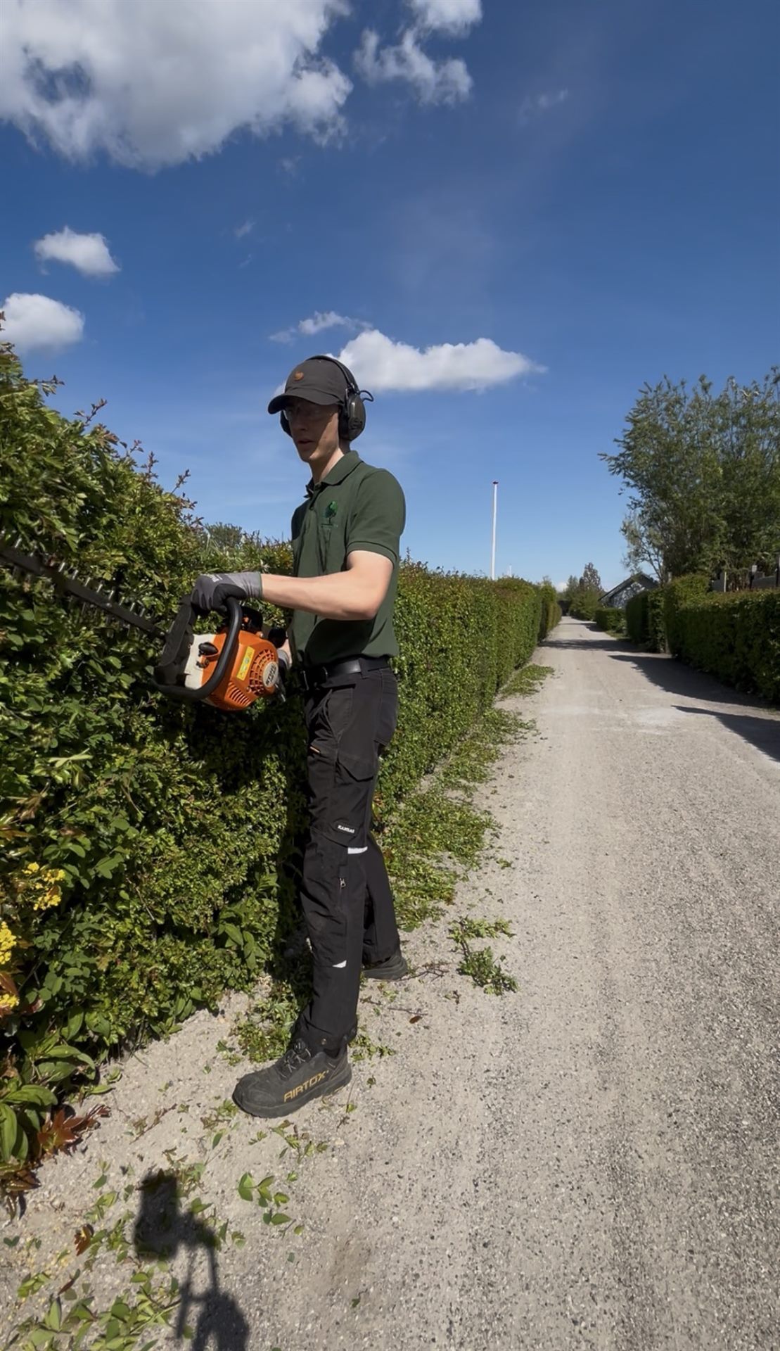Freij klipper en hæk med STIHL hækklipper